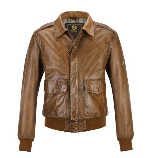 Blouson En Cuir Belstaff Homme Marron Clair